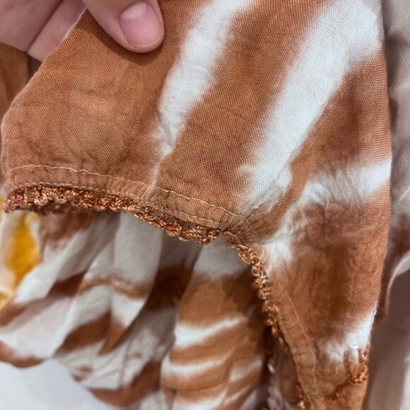 BOHO cotton dress with belted yellow and brown - Picture 5 of 13